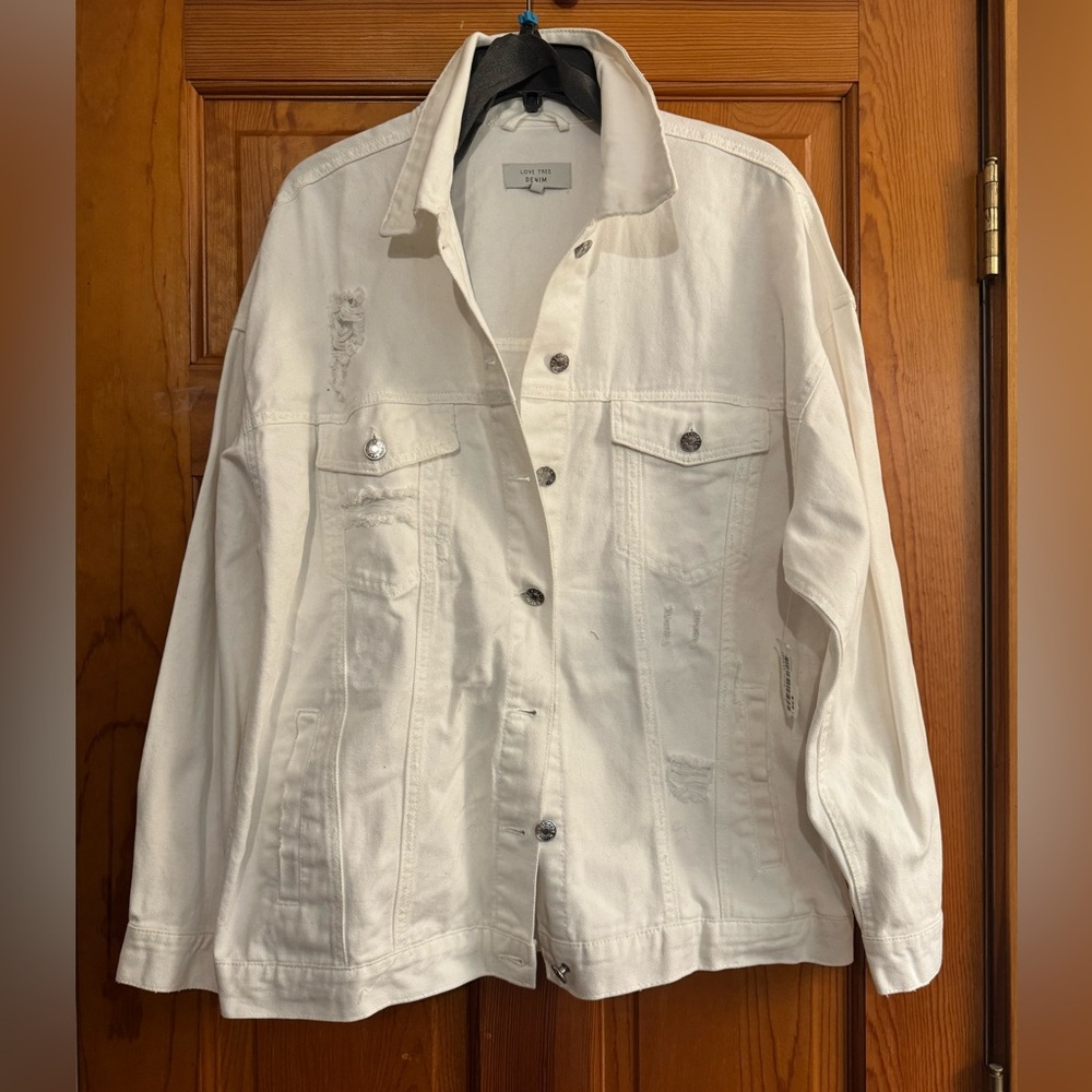 NWT never worn white denim jacket
